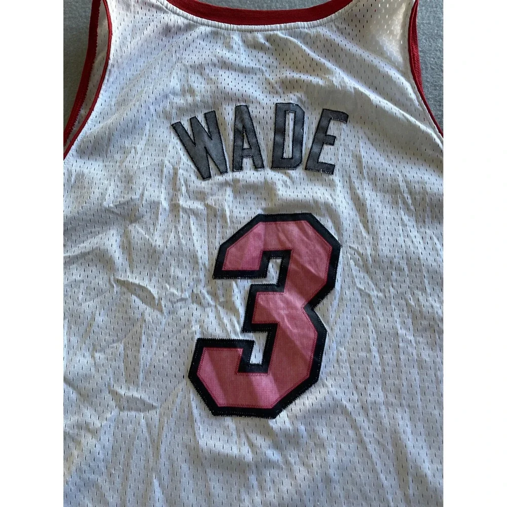 Adidas NBA Miami Heat Dwyane Wade 3 Jersey White Mesh XXL +2 Length Mens **READ*